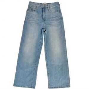 Madewell Women’s Jeans 28 Slim Wide Leg Crop Light Wash Embroidered